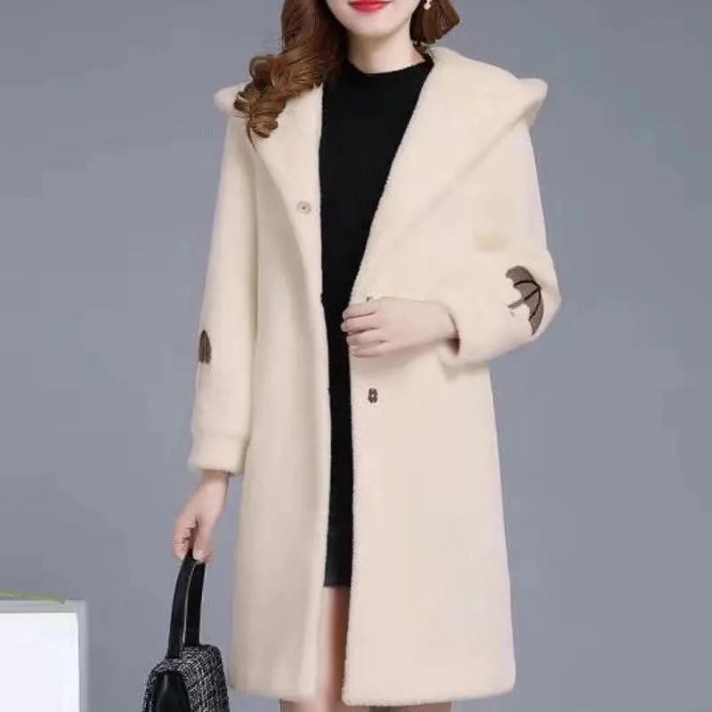 (2개) M 5XL LAMBSWOOL COAT 2025 새로운 유행 어머니 겨울 느슨한 한국 모직 원 LAMBSWOOL COAT