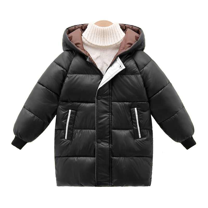 Ropa de algodón acolchada para niños de comercio exterior ropa de algodón acolchada con capucha de invierno para niños medianos y grandes bebés para niños y niñas nueva chaqueta acolchada de algodón engrosada de longitud media