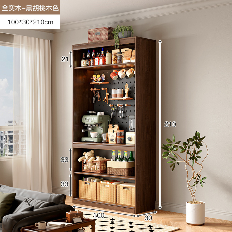 Estantes de madera sólida estantería de almacenamiento de piso para sala de estar integrado toda la pared armario de almacenamiento armario casero de color nuez