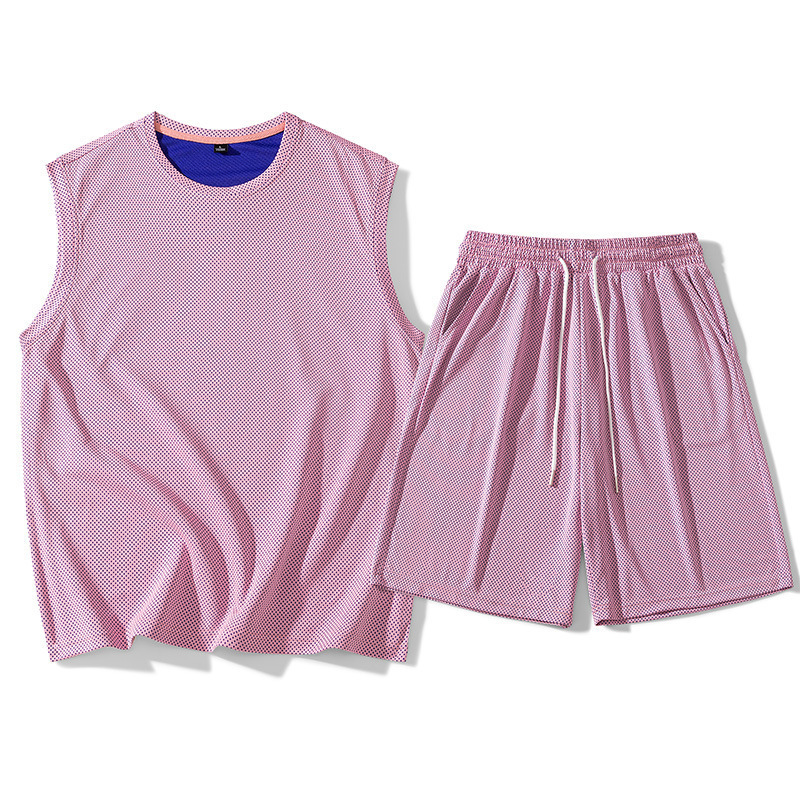 Ropa de ejercicios para hombres chaleco de hielo secado rápido conjunto de ropa deportiva camiseta de verano equipo de baloncesto entrenamiento de mangas cortas para correr