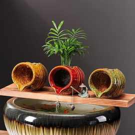 瓦罐流水摆件陶瓷罐鱼池喷泉出水口生态古法养鱼缸过滤器循环静音