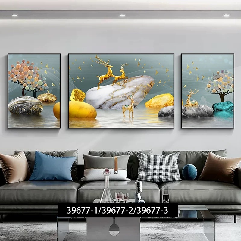 ハイエンドのリビングルーム装飾絵画、壁画、ソファ背景壁掛け絵画、モダンライトラグジュアリーシンプルなアルミニウム合金フレーム|undefined