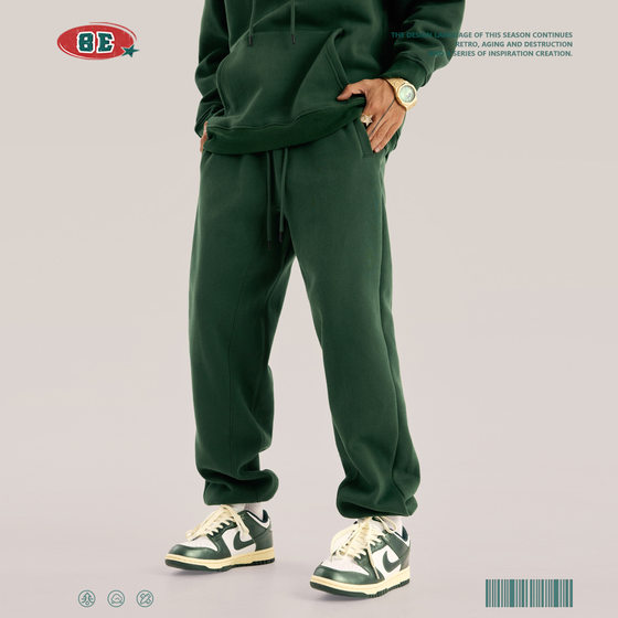 BE Men's 2025 Sweatpants Men's Autumn and Winter Loose Pants American Style Fashion Brand fleece-lined Men's Pants Sports Pants for Men