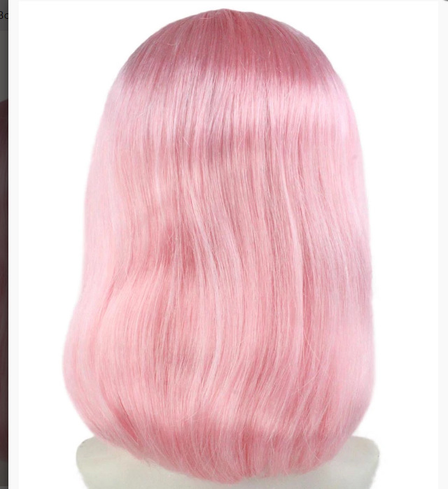 Peluca de cabeza Bobo rosa claro para mujer NEWLOOK peluca de Halloween para actividades de fiesta sin sombrero transpirable