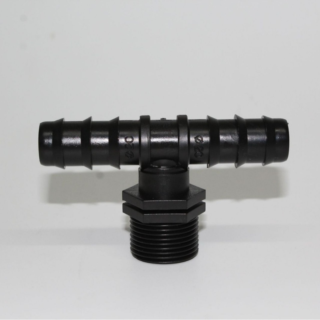 20 PE tubo 6 dientes externos tee invernadero microrroyección goteo accesorios de tubería PE tubo enchufe accesorios de conexión simple 25 filamento externo