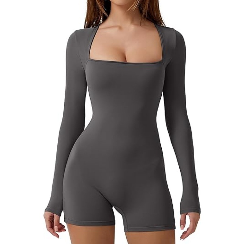 Women's Bodysuits Long Sleeve Bodysuits Sexy Solid Color display picture 11