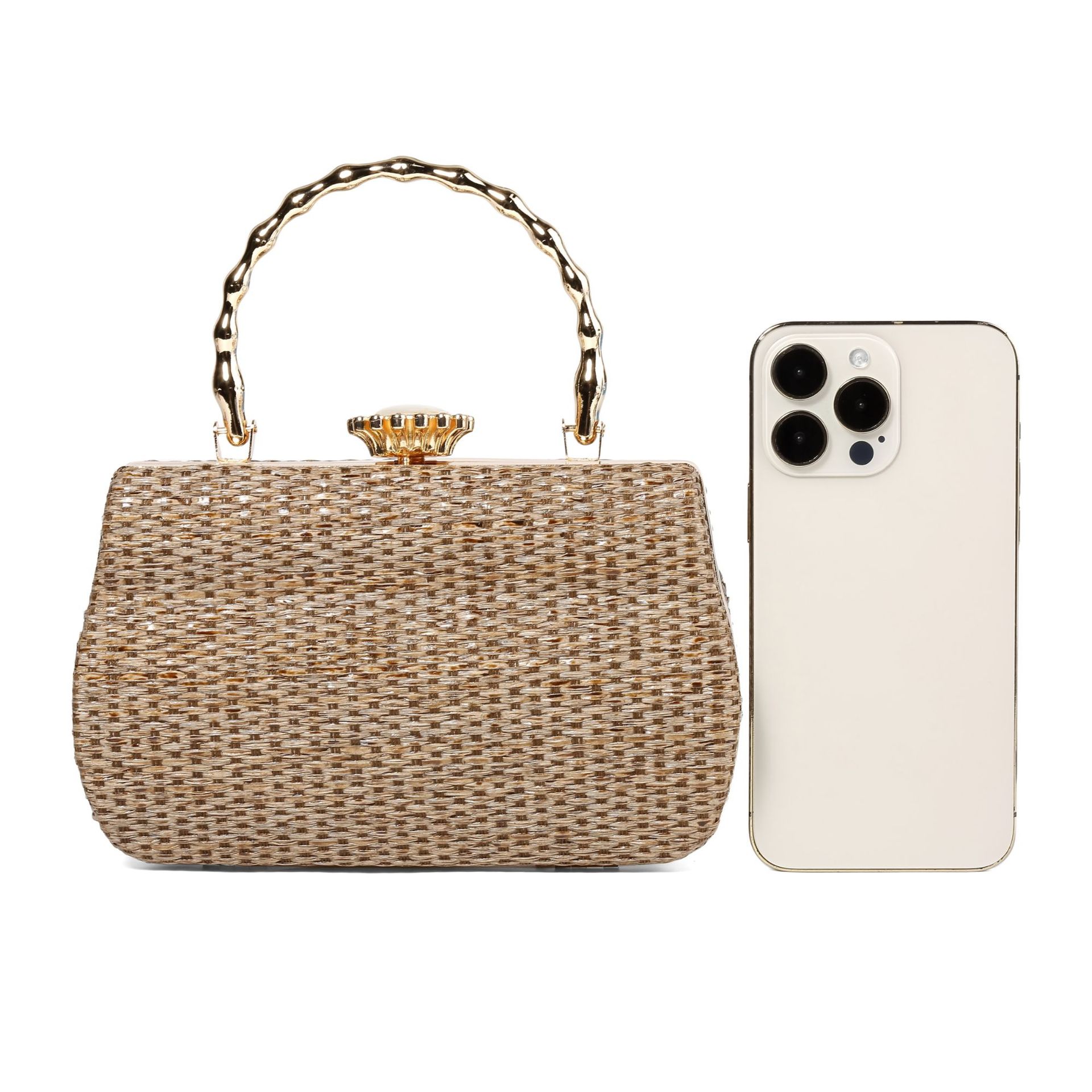 322g Weight Lock clasp Closure Type Ring Handle, Chain Strap Type Evening Bag, Box bag Bags Type Casual Occasion Straw Material Solid Color Pattern All Seasons Season Women's Gender Elegant Style Square Shape Women's Straw Solid Color Elegant Square Lock Clasp Evening Bag Box Bag 17