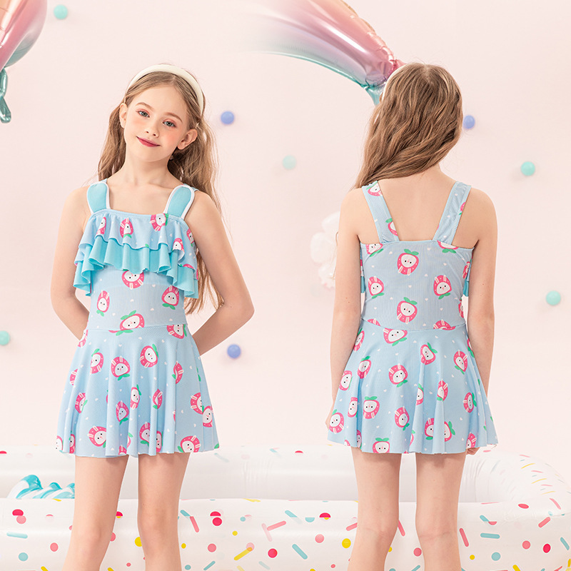 Traje de baño de natación para niños de verano para niñas, niños pequeños y medianos divididos en una pieza, linda princesa dividida, traje de baño para niñas al por mayor