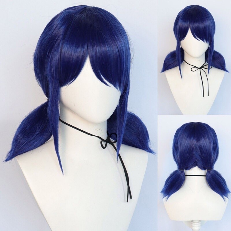 Yanting Lady Bug Ladybug Marina Blue and Black Explosive Little Braided Hair Anime Cosplay Realistic Wig Yanting Lady Bug Ladybug Marina Blue and Black Explosive Little Braided Hair Anime Cosplay Realistic Wig