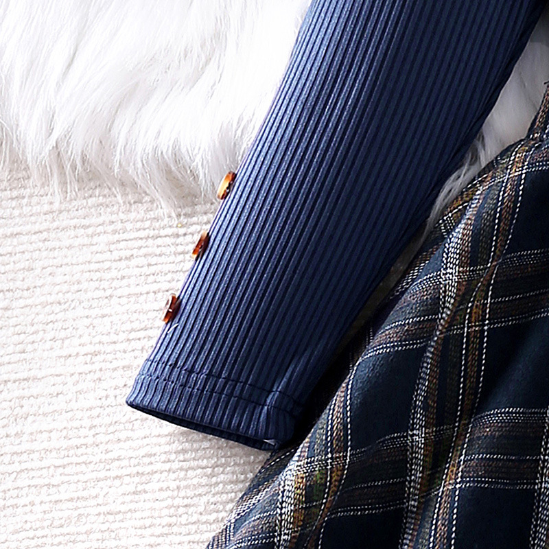 Abbigliamento per bambini 2024 primavera nuovo set gonna scozzese top in maglia a maniche lunghe in pizzo_voghion.com