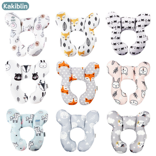 Cartoon pattern children's U-shaped pillow travel car seat neck protector two-corner pillow fixed shaped stroller pillow