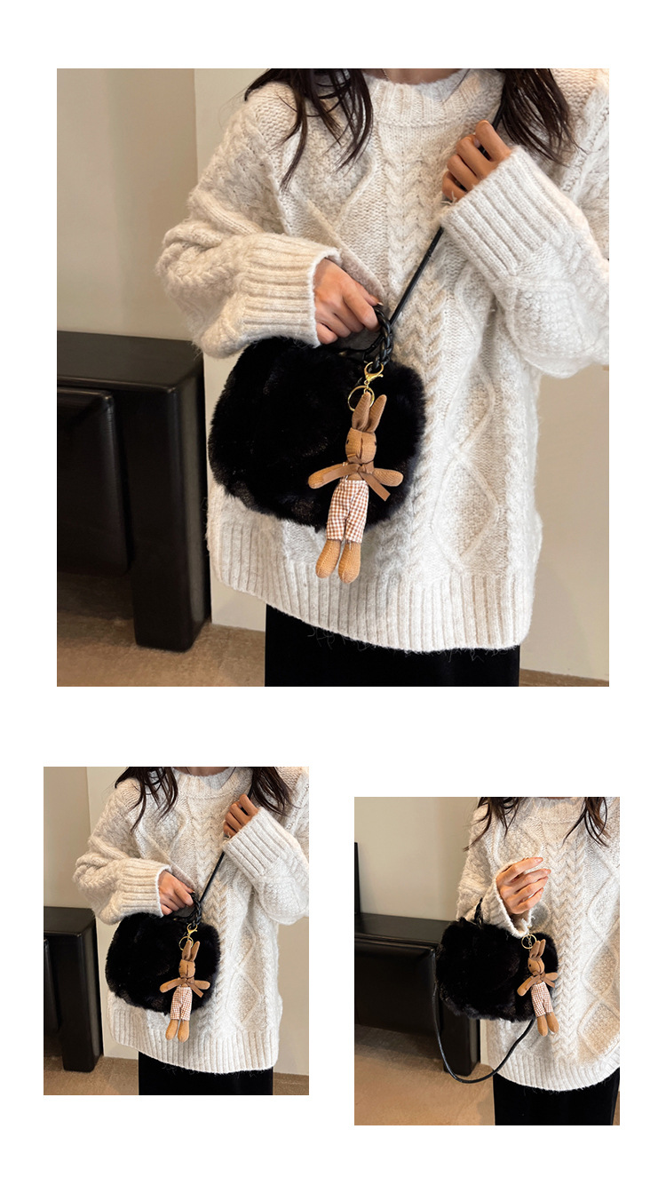 Borsa a spalla in peluche da donna elegante borsa a tracolla_voghion.com