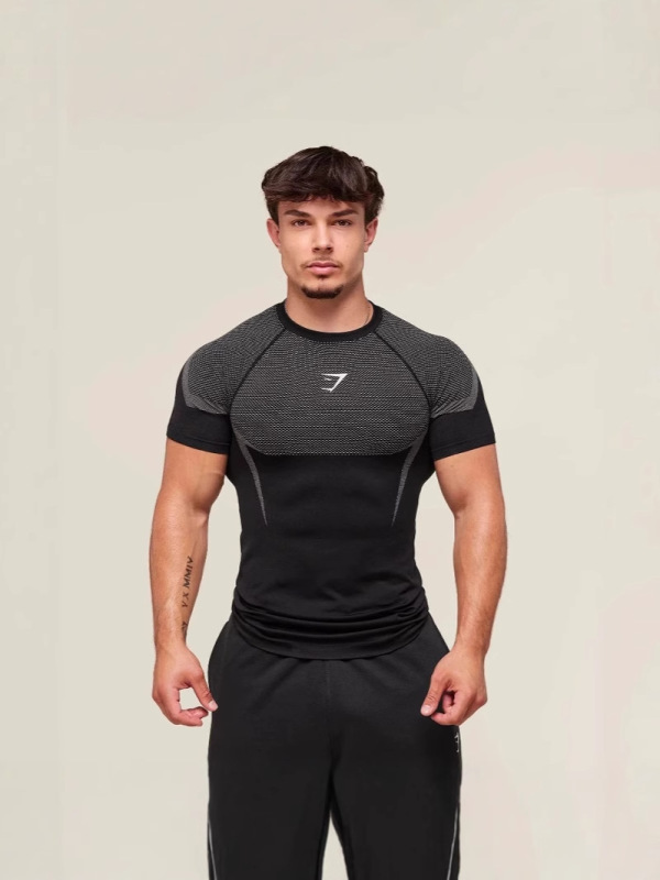 GYMSHARK フィットネストップスメンズカジュアルランニング速乾通気性タイツ半袖 Tシャツメンズマッスルシャーク|undefined