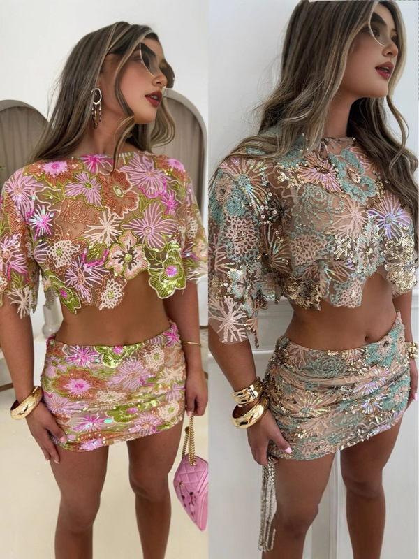 Gy26100 Embroidered Sequin Heavy-Duty Party Dress Set 2025 New Product Gy26100 Embroidered Sequin Heavy-Duty Party Dress Set 2025 New Product
