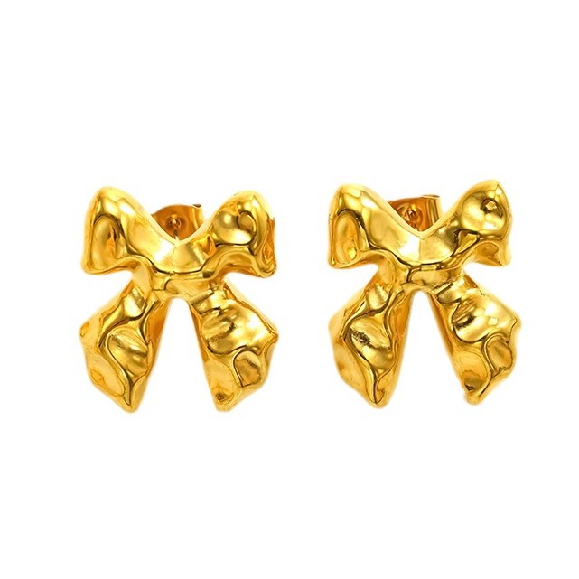 Cross-border Europe and the United States ins wind titanium steel bow earrings gold stainless steel butterfly earrings high sense earrings wholesa_voghion.com