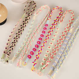 二合一可拆卸手提斜挎两用背带可调节编织花朵挂绳挂脖带相机带女