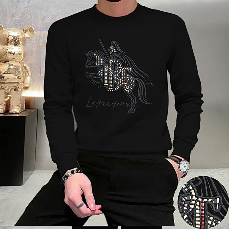 maglione da uomo ricamo stazione cavallo manica lunga camicia girocollo da uomo personalità moda autunno nuovo stile t-shirt_voghion.com