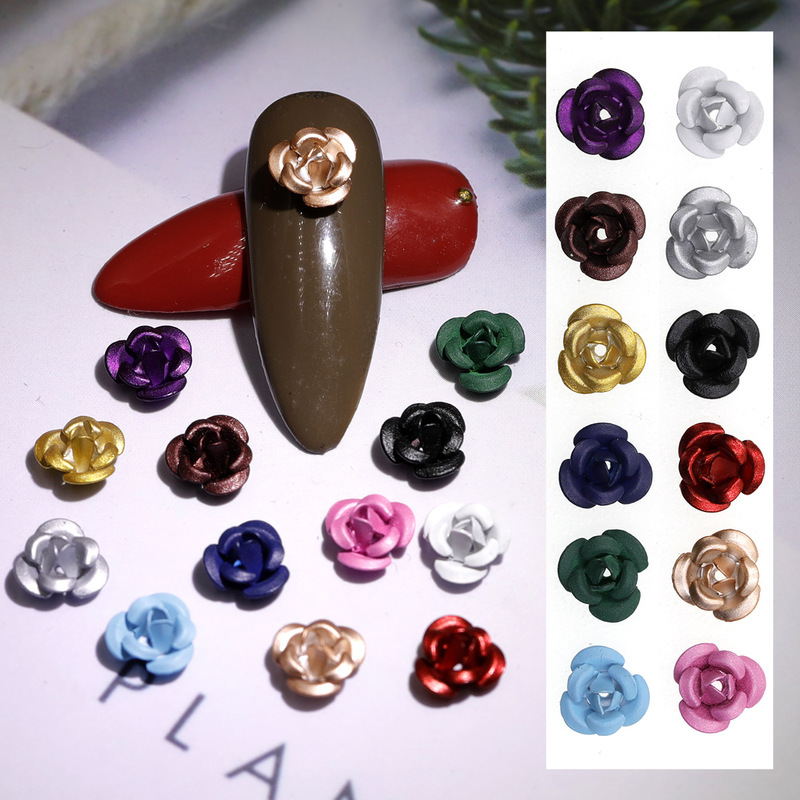 Japanese small red flower 3D three-dimensional metal nail art rose jewelry small red book online popular new slag female nail decoration Japanese small red flower 3D three-dimensional metal nail art rose jewelry small red book online popular new slag female nail decoration