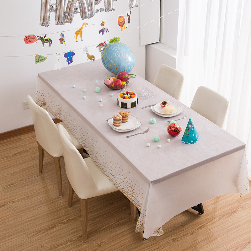 Amazon punto pequeño tela de mesa desechable impresión de fiesta decoración tela de mesa PEVA gruesa fiesta tela de mesa impermeable