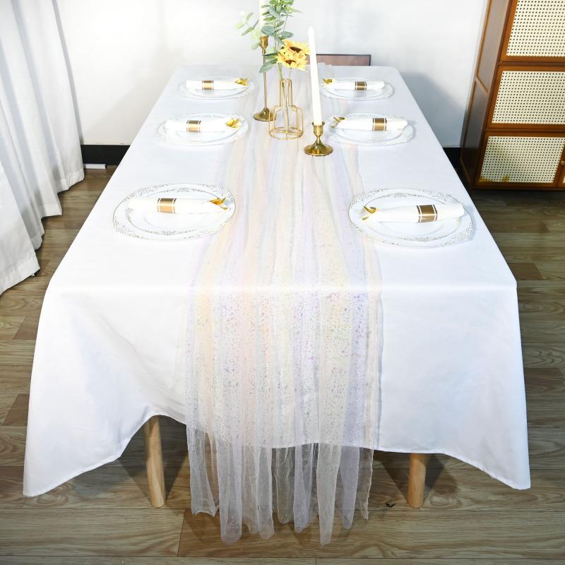 Fiesta temática de sirenas, banderas de mesa, lentejuelas láser, fiesta de cumpleaños, cena de bodas, banderas de mesa, decoración de manteles