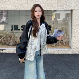 2025年春秋装新款减龄百搭舒适又亲肤油画印花新中式皮衣外套潮流