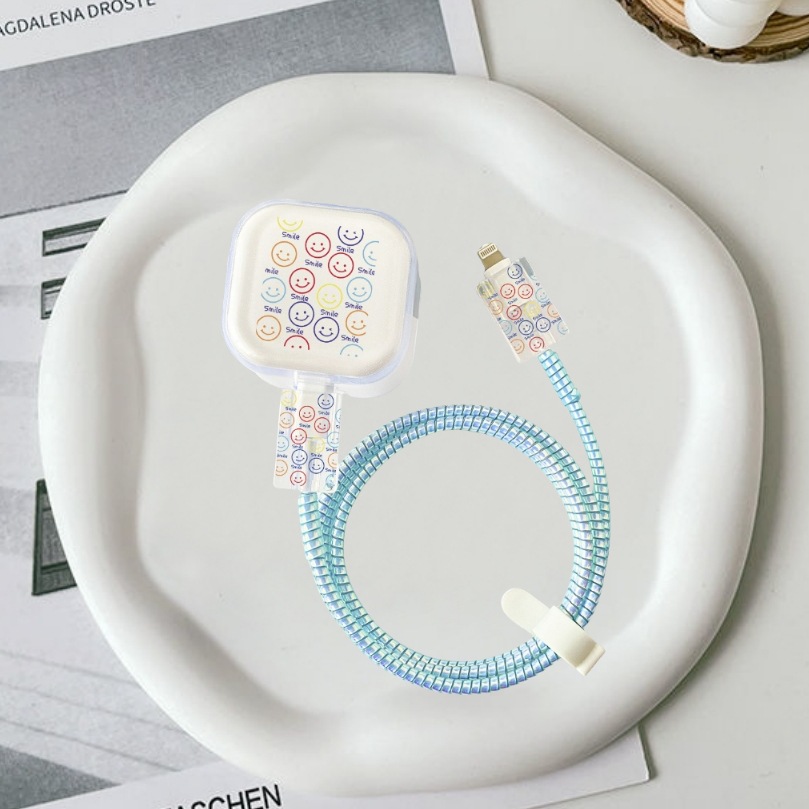 다채로운 이모티콘 웃는 얼굴 [5종 세트-큰 머리 1-작은 머리 2-보호 로프 1-스트랩 1]