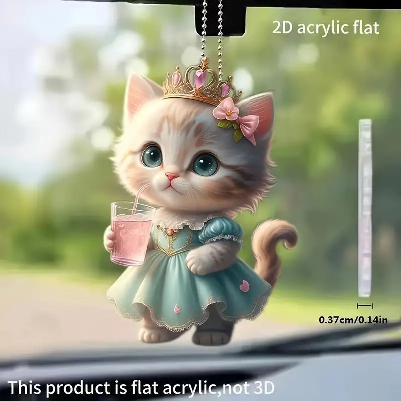 Acrílico nuevo creativo lindo gatito colgante plano transfronterizo espejo retrovisor interior decoración colgante llavero