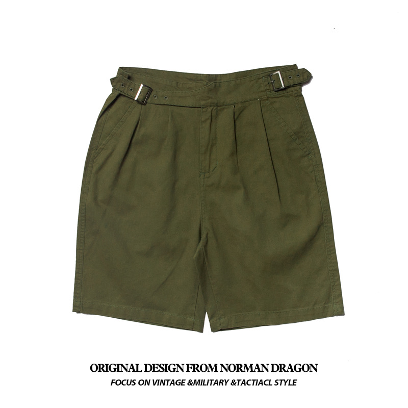 Norman Long Military-Style British Gurkha Shorts Naples Green Canvas Military Trousers Men's Casual Versatile