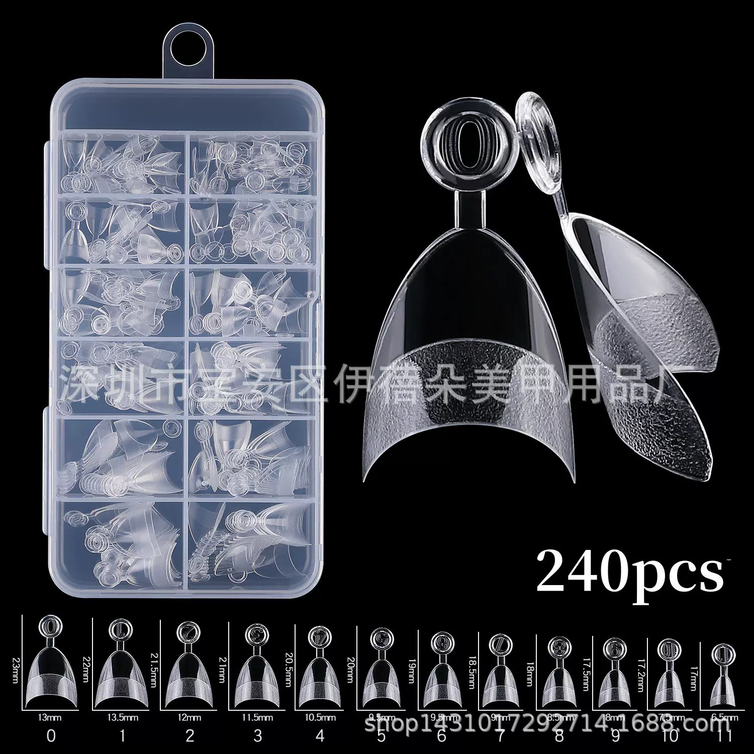 新款穿戴甲带柄超短半贴圆头磨砂甲透明折无痕半磨砂杏仁甲假指甲