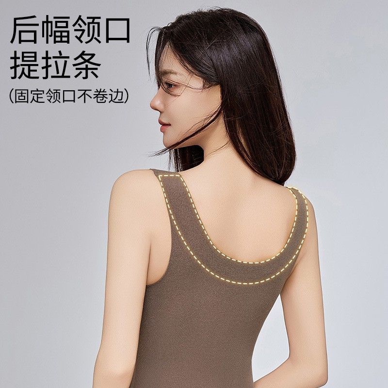 Otoño y invierno cordero parche de seda chaleco de chaleco caliente chaleco de dama sin marcas cuerpo cercano con cojín de pecho calor camisa base