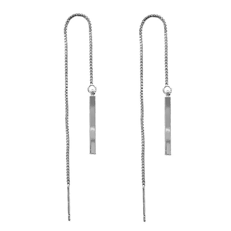 S925 pendientes de plata esterlina estilo coreano geométrico largo pendientes simples pendientes de mujer pendientes de moda