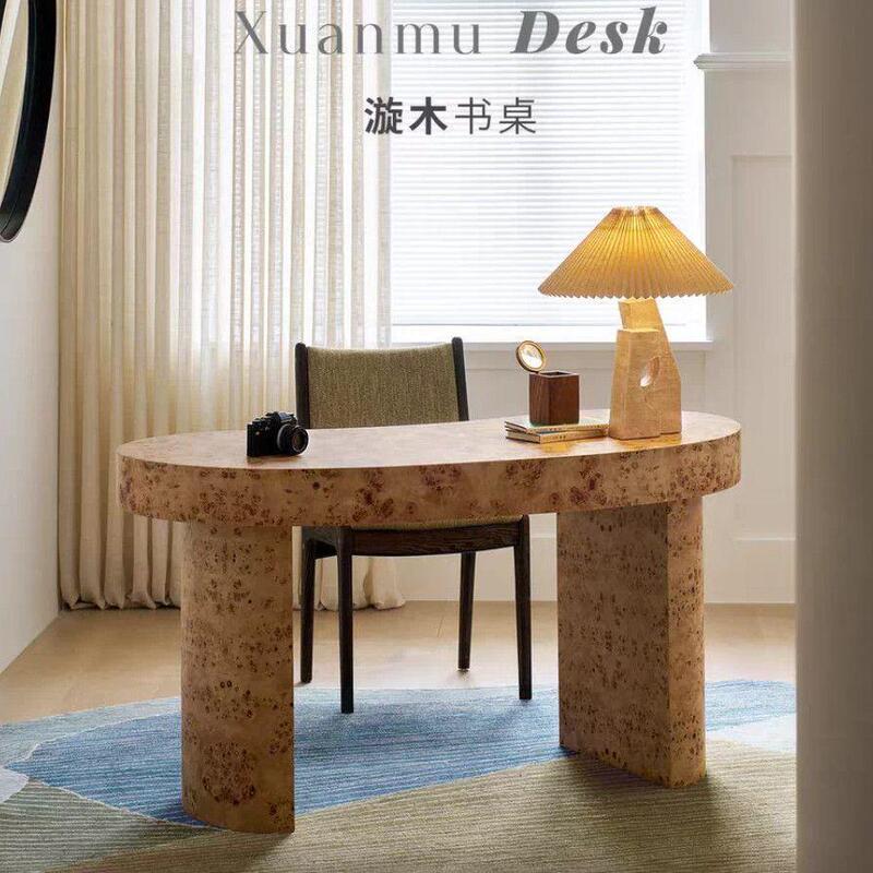Tree Stump Desk French Retro Style Irregular-Shaped Nordic Designer Living Room Study Creative Office Desk with Drawers