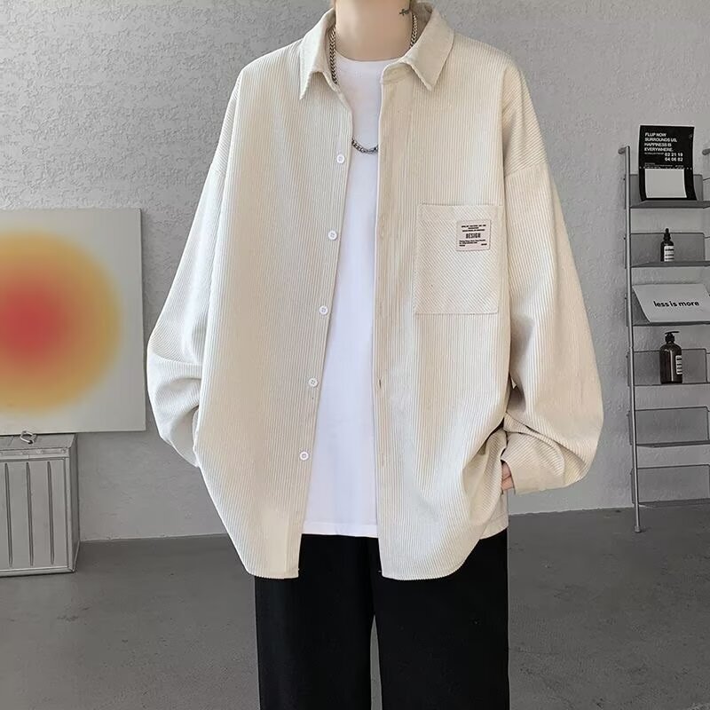 Corduroy Long-Sleeve Shirt for Men and Women, Trendy Casual Shirt Jacket, Hong Kong Style, Affordable Solid Color Versatile Top, Wholesale Corduroy Long-Sleeve Shirt for Men and Women, Trendy Casual Shirt Jacket, Hong Kong Style, Affordable Solid Color Versatile Top, Wholesale