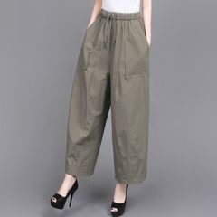 九分速干阔腿裤女2025夏季新款宽松大码显瘦垂感休闲裤高腰百搭裤