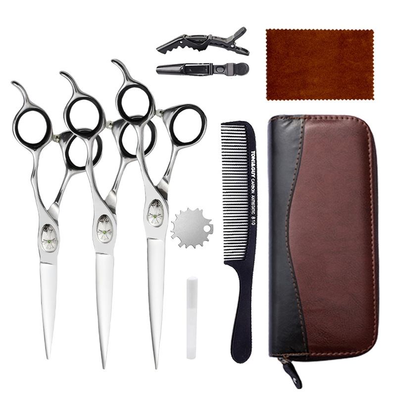 Juego de tijeras de peluquería de 6 pulgadas, acero inoxidable 440C, tijeras planas, tijeras de entresacar, herramienta para flequillo, tijeras de peluquería Amazon