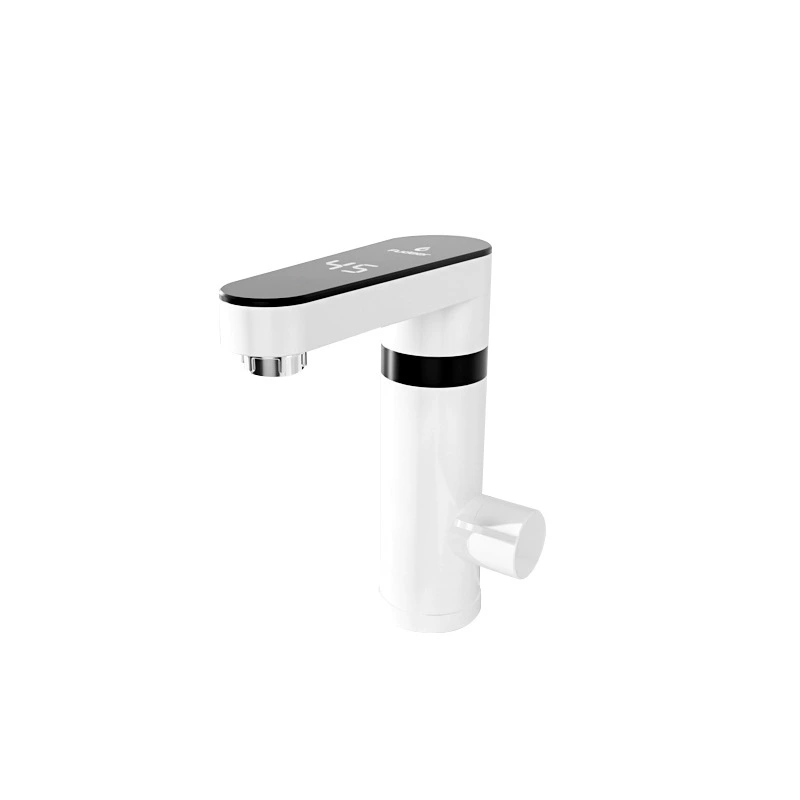 Electric water faucet (Fudeer) instant hot & cold, ABS white, anti‑splash, digital temp display