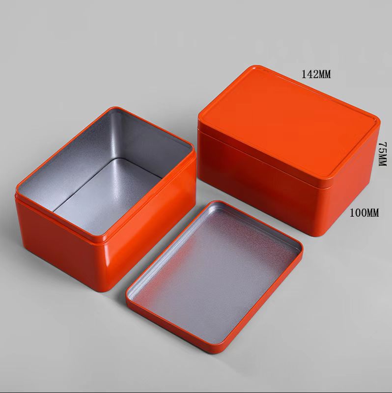 厂家直供橙色磨砂铁盒茶叶罐专色储物金属包装来图印刷收纳