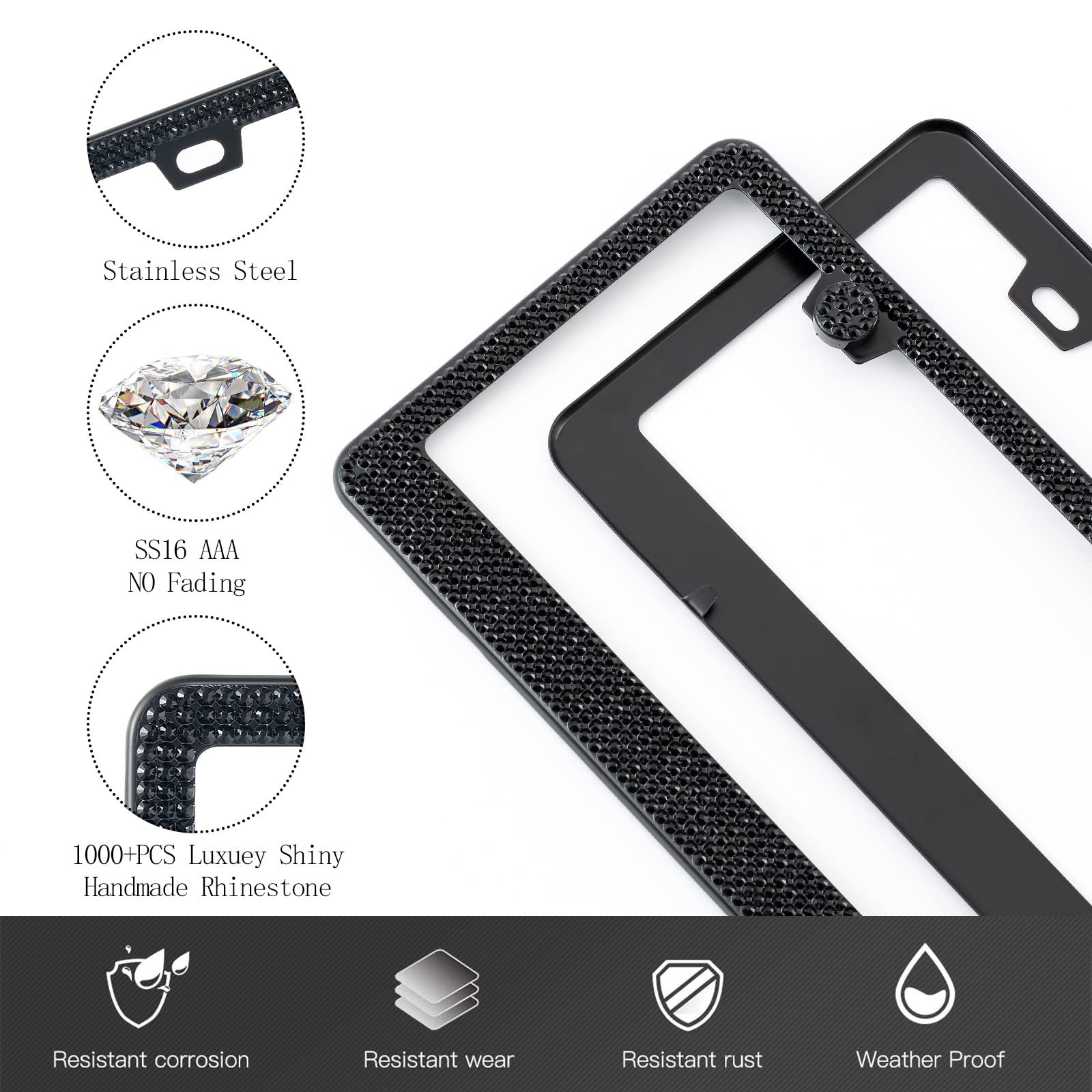 Hot-Selling American Standard License Plate Frame, Thickened Aluminum Alloy, Stainless Steel, Carbon Fiber License Plate Frame, American License Plate Frame, Can Add Logo