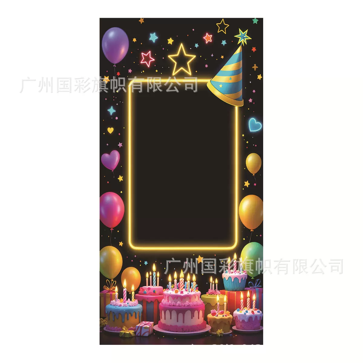 跨境亚马逊TEMU希音速卖通极速发货镂空拍照背景旗帜2D3D镂空拍照