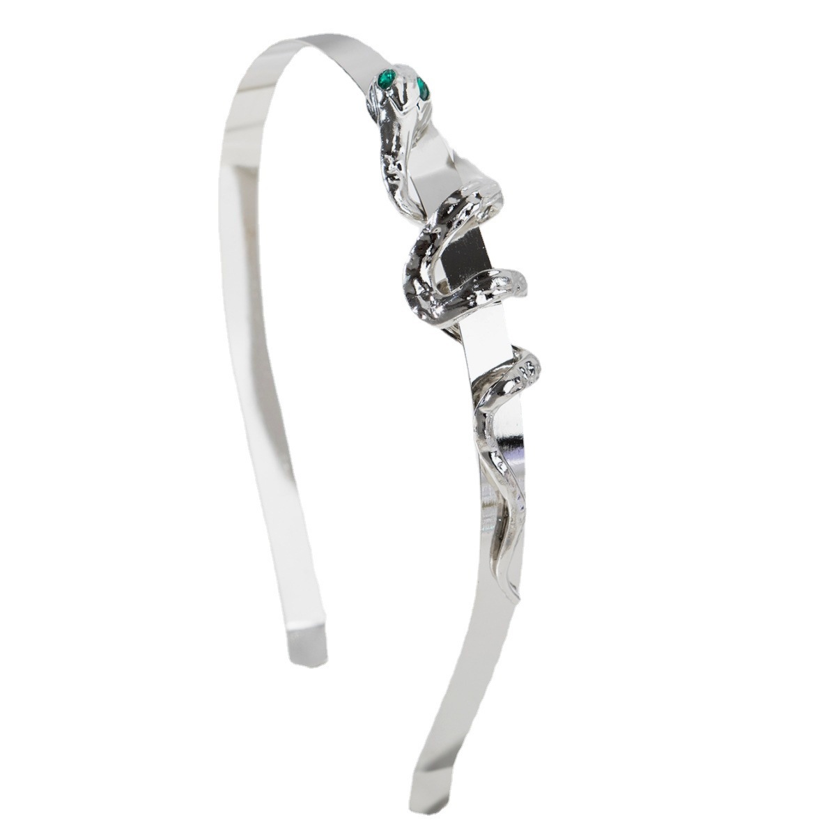 Diseño original europeo y americano Serpiente verde diadema de metal otoño femenino diseño de nicho alto sentido diadema personalidad estilo frío tocado