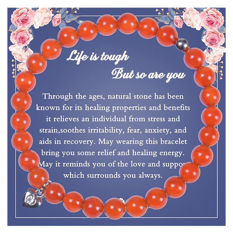 Fashion Heart Shape natural stone Agate Beaded Bracelets 1 Piece