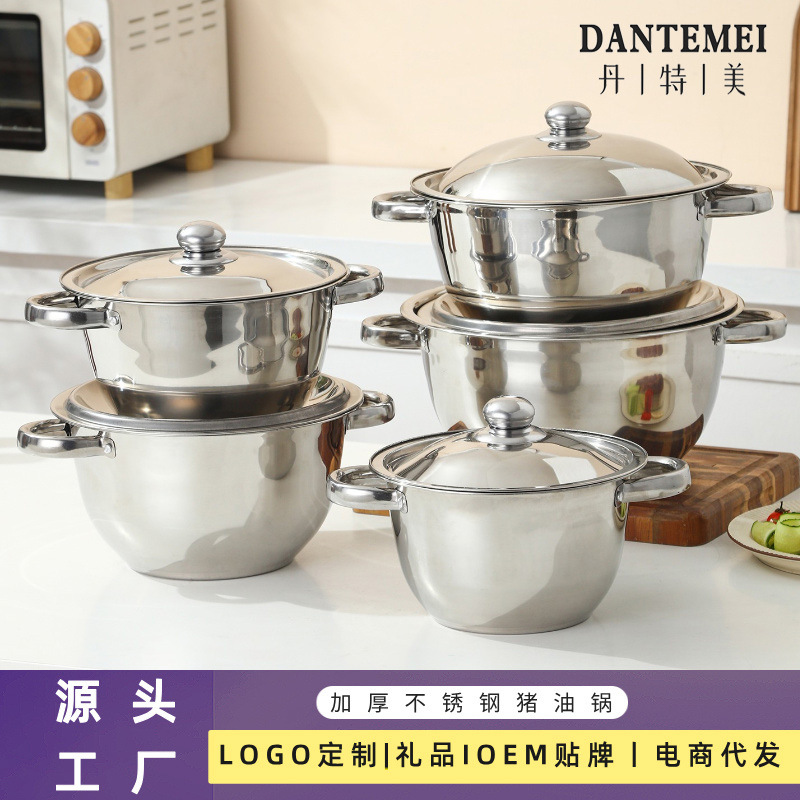 Comercio exterior hogar acero inoxidable cuenca de aceite cilindro de aceite tambor en forma de condimento cuenca de manteca de cerdo batir huevos y cuenca con cubierta