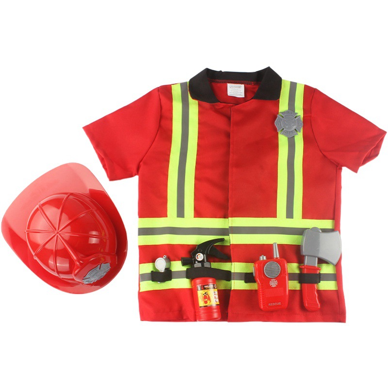 Suministro transfronterizo papel traje juego Cosplay kindergarten rendimiento traje de fuego policía proyecto traje