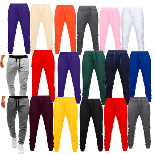 Men's and Women's Winter Fleece Track Pants, Fitness Running Pants, Elastic Waist Solid Color Tracksuit Leggings