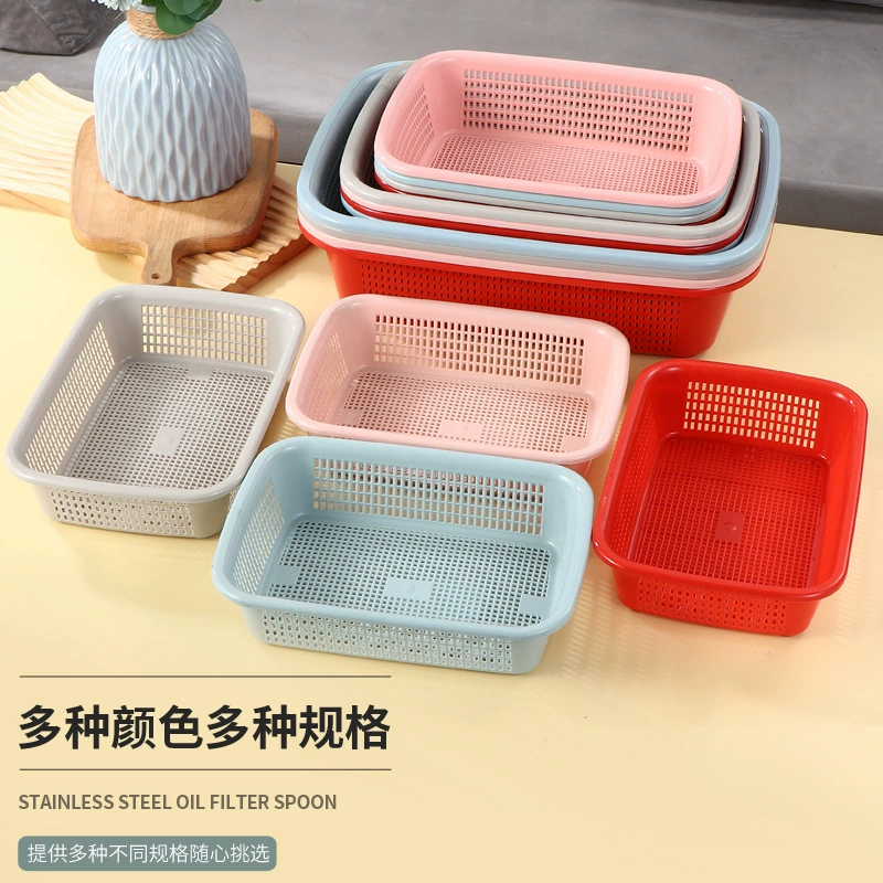 Square plastic basket, fruit and vegetable washing basket, multi-functional storage basket, rice washing basket, rectangular sorting and distribution wholesale