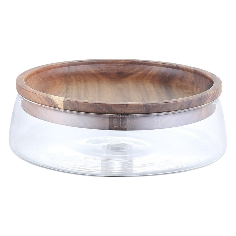 Xiangsimu-estilo japonés tuerca plato de fruta tazón de caramelo plato de fruta moderna sala de estar mesa de café de doble capa de vidrio caja de almacenamiento del hogar