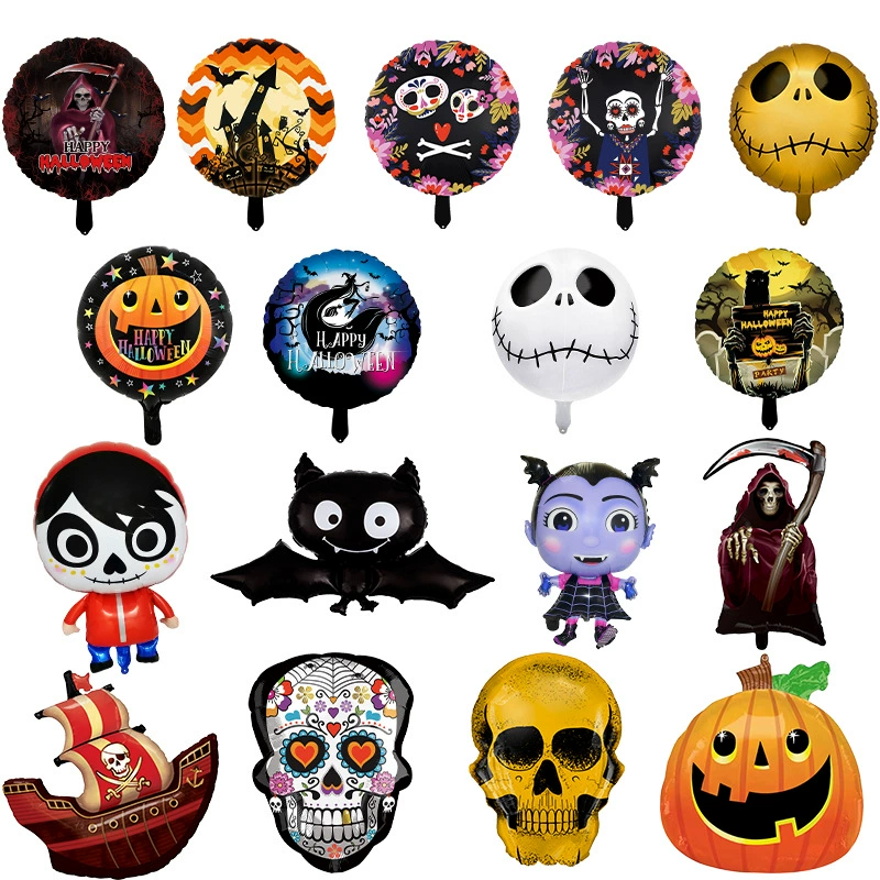 Хэллоуин алюминиевый воздушный шар призрак сестра Тыква Голова Призрак черный Кот Вечеринка украшение шар 18 дюймов круглый фон