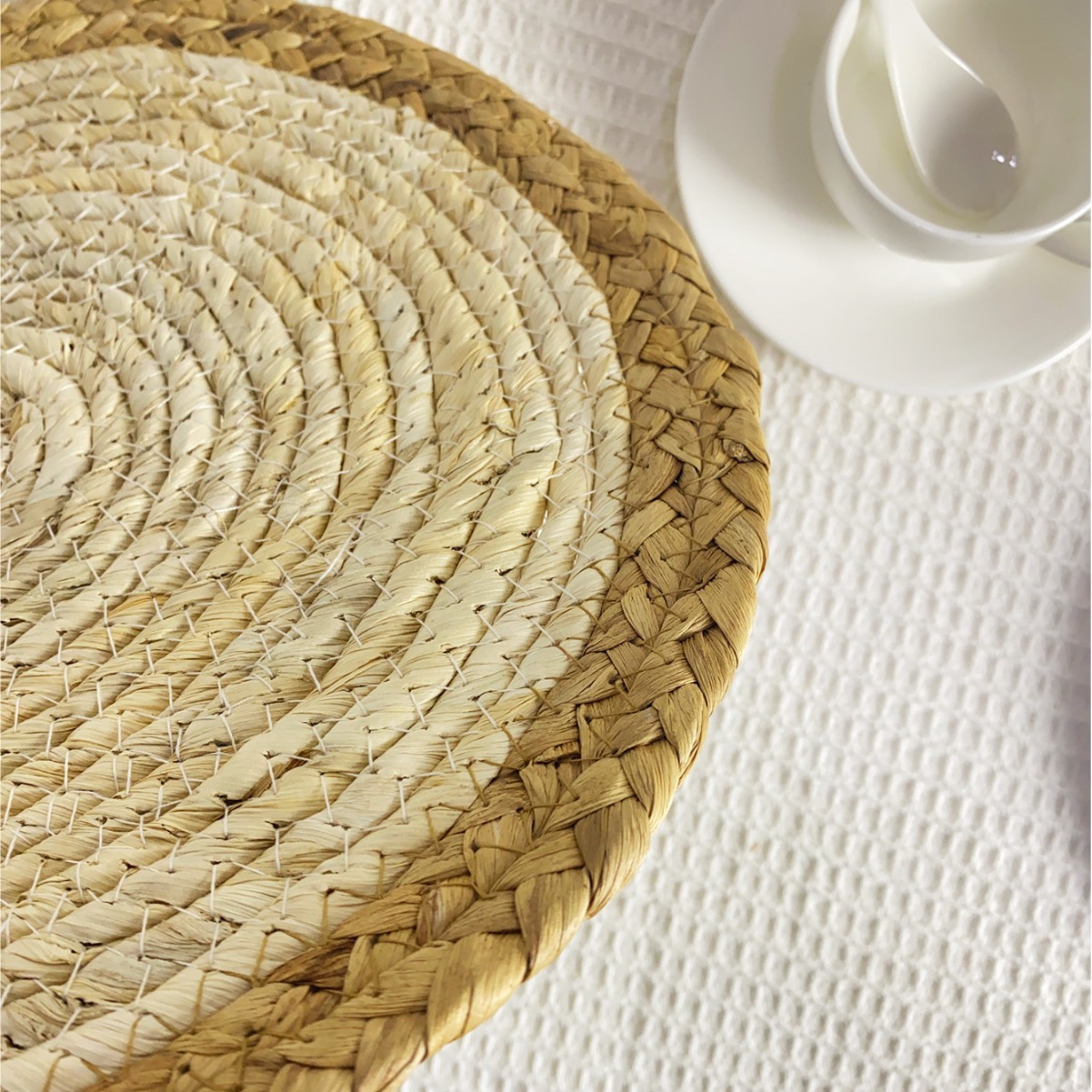 Cojín de mesa redondo de tejido transfronterizo Cojín de mesa de cuerda de algodón Actividades de cena interior y exterior Fiesta familiar mesa de comedor cocina cojín de tazas