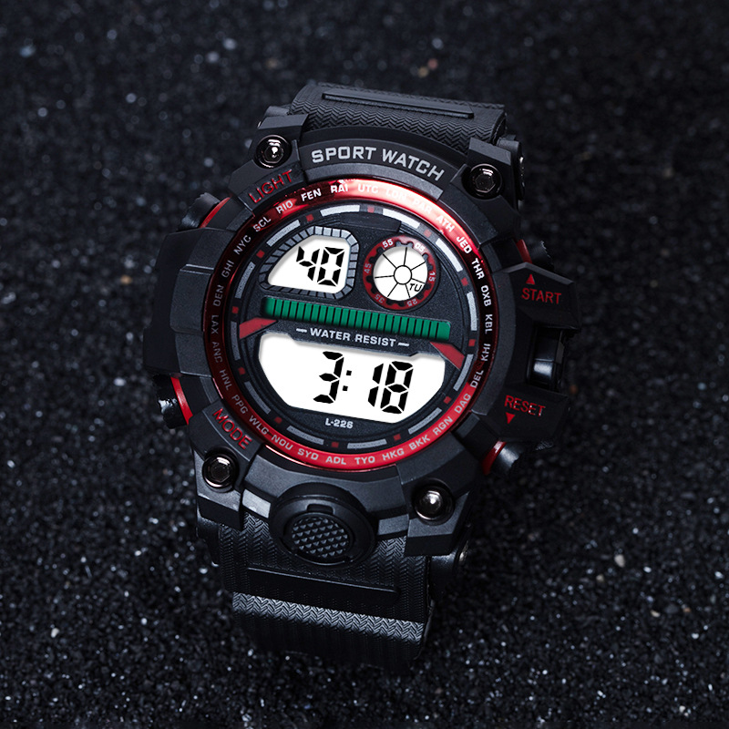 Gaof deportes estilo simple reloj al aire libre multi-funcional impermeable de los hombres de moda estudiante luminoso reloj de alarma al por mayor