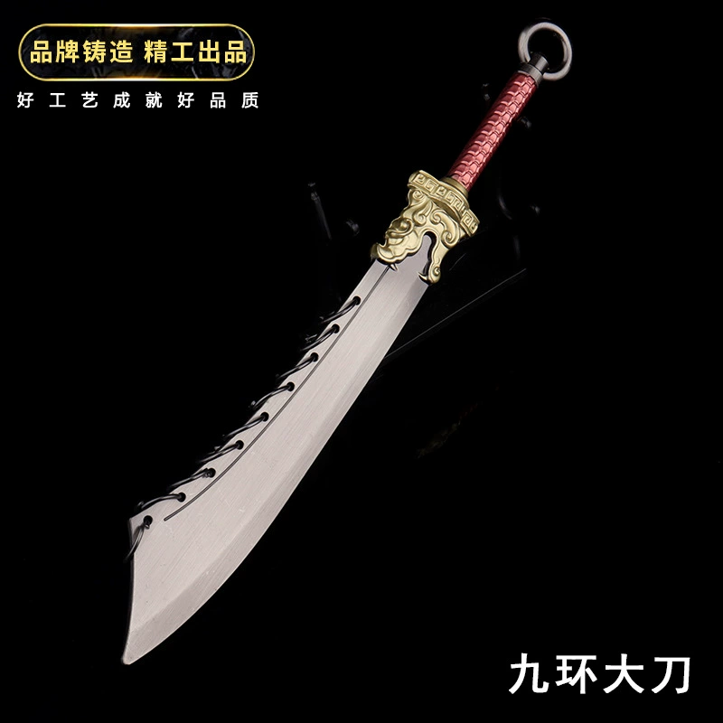 Древняя модель холодного оружия с девятью кольцами Большой нож с золотой проволокой с девятью кольцами